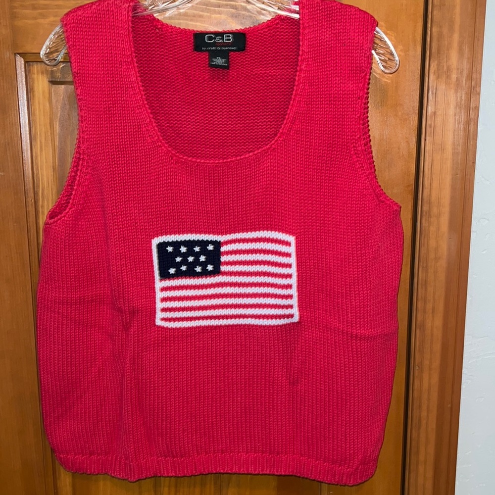 Croft & Barrow  Patriotic V tank top sweater size XL
